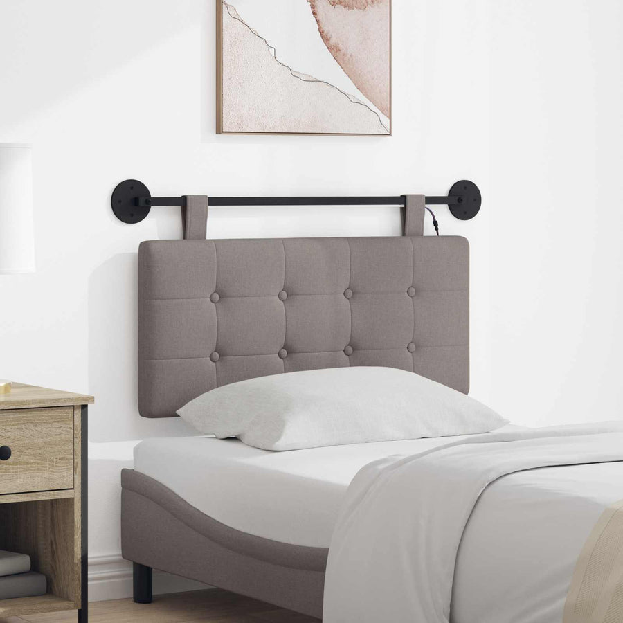 Hangend hoofdbord Met LED-verlichting Taupe Stof