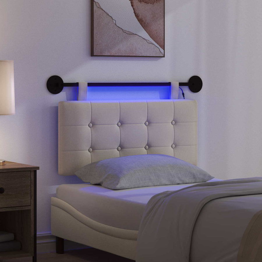 Hangend hoofdbord Met LED-verlichting Crèmekleurig Stof
