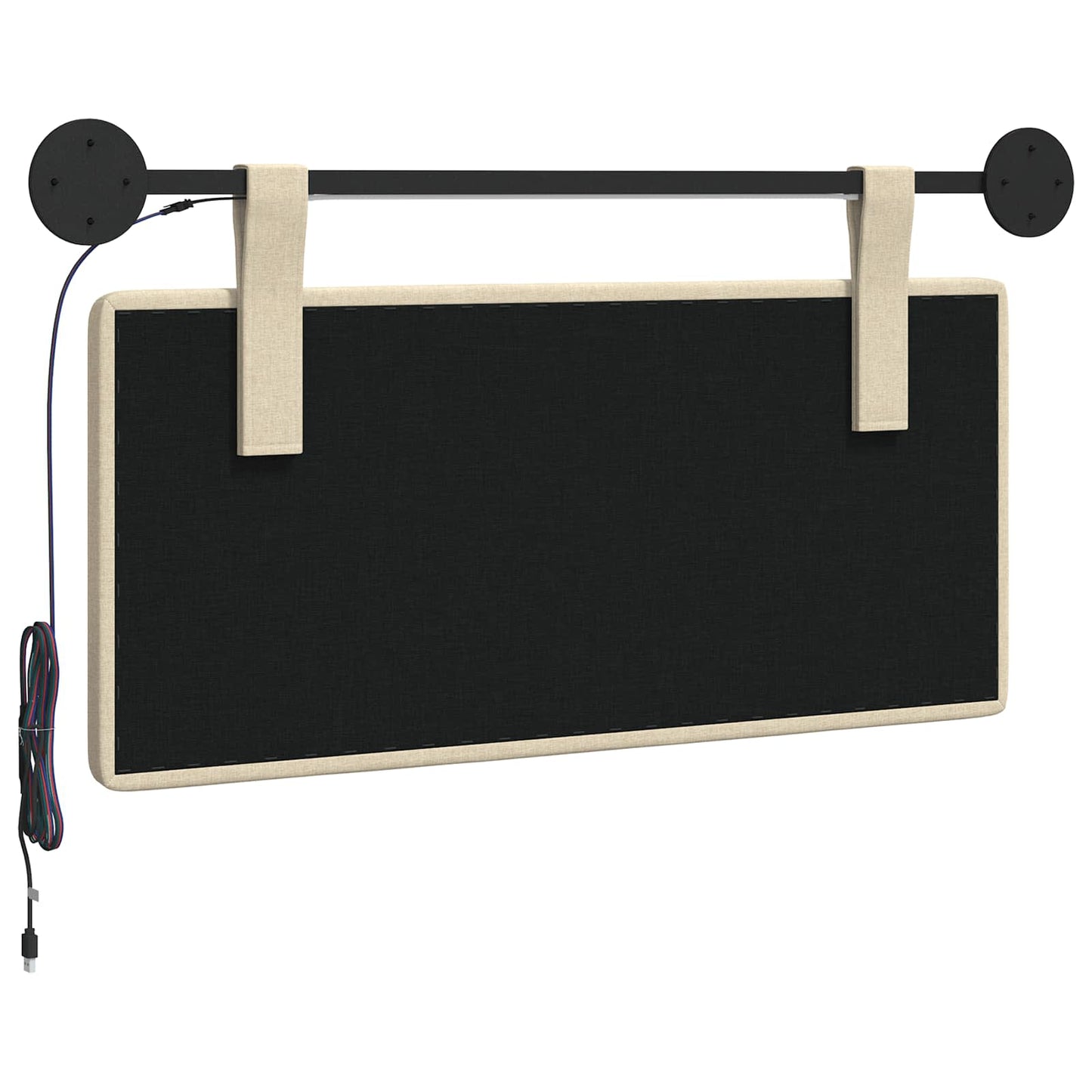 Hangend hoofdbord Met LED-verlichting Crèmekleurig Stof