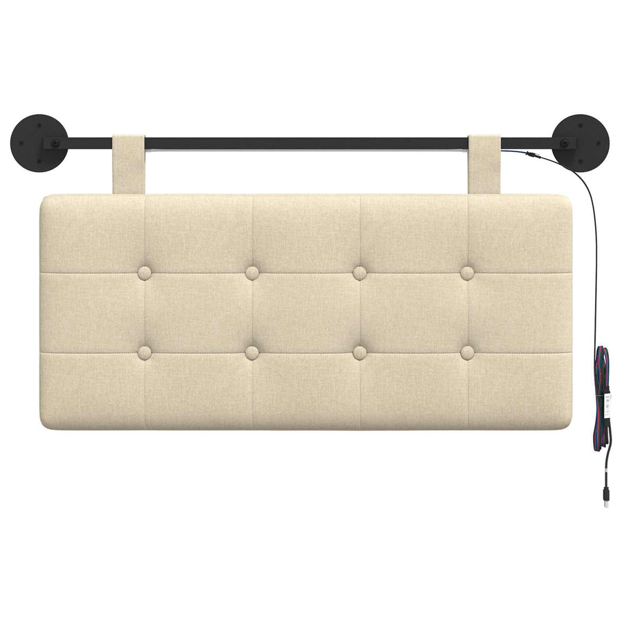 Hangend hoofdbord Met LED-verlichting Crèmekleurig Stof