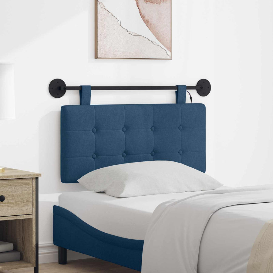 Hangend hoofdbord Met LED-verlichting Blauw Stof