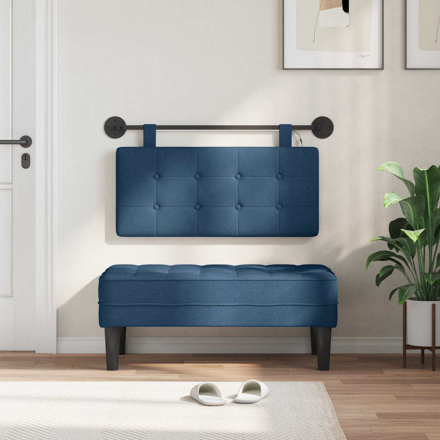 Hangend hoofdbord Met LED-verlichting Blauw Stof