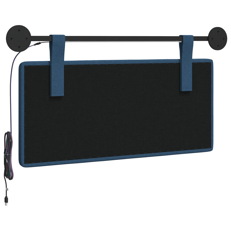 Hangend hoofdbord Met LED-verlichting Blauw Stof