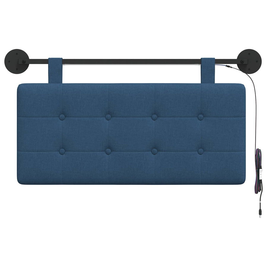 Hangend hoofdbord Met LED-verlichting Blauw Stof