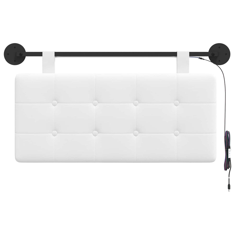 Hangend hoofdbord Met LED-verlichting Wit Stof