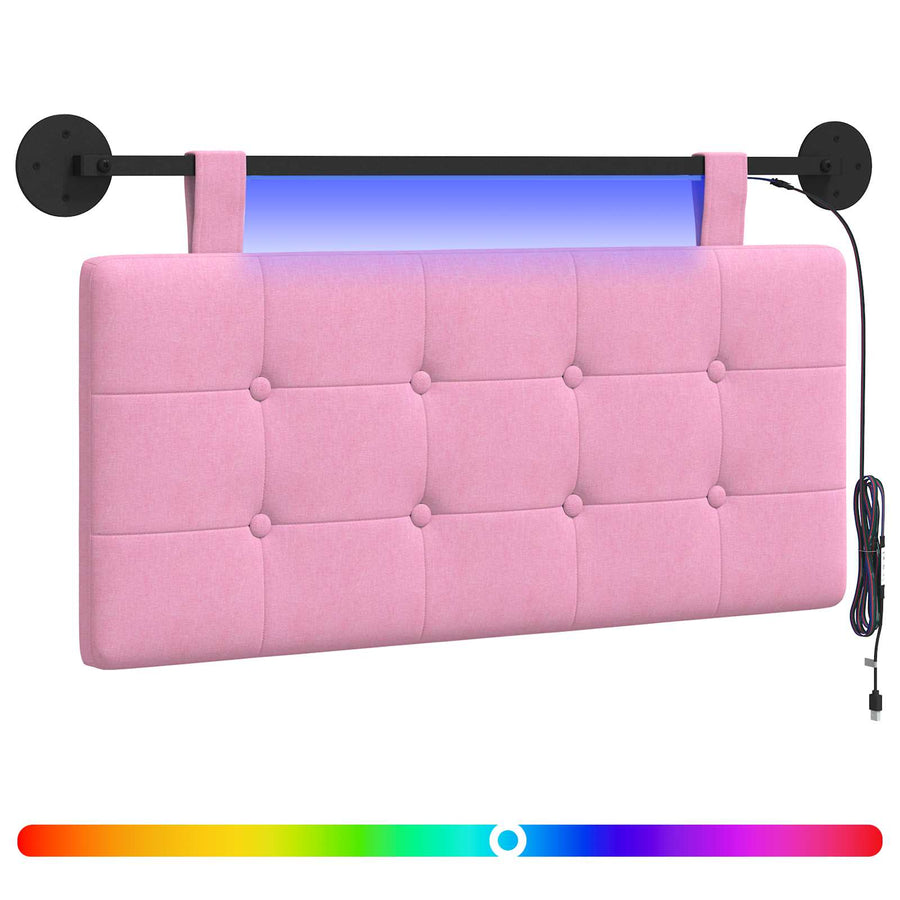 Hangend hoofdbord Met LED-verlichting Roze Stof