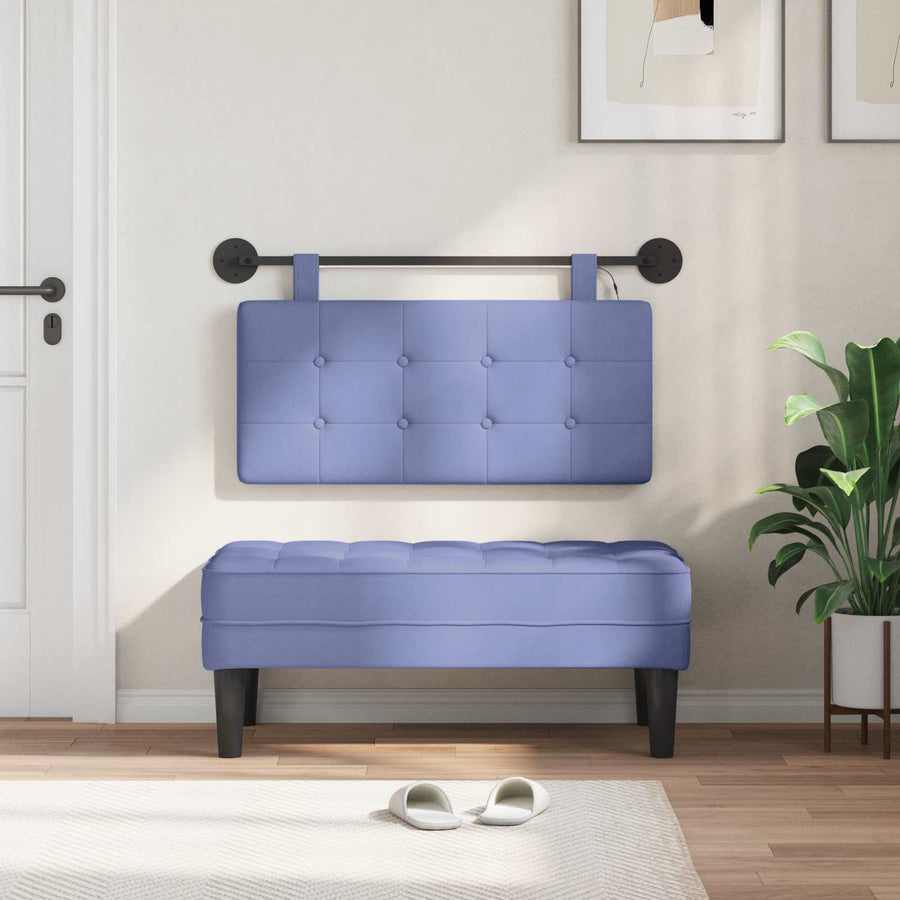 Hangend hoofdbord Met LED-verlichting Jeans Blauw Stof