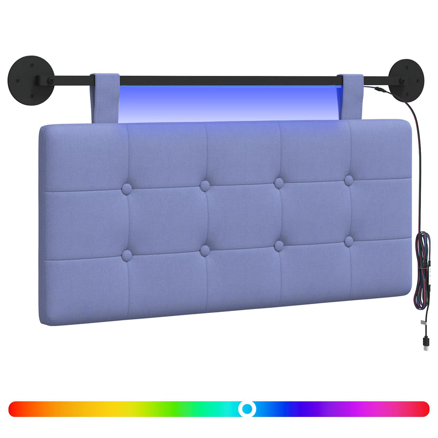 Hangend hoofdbord Met LED-verlichting Jeans Blauw Stof
