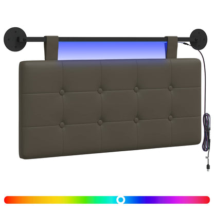 Hangend hoofdbord Met LED-verlichting Grijs Kunstleer