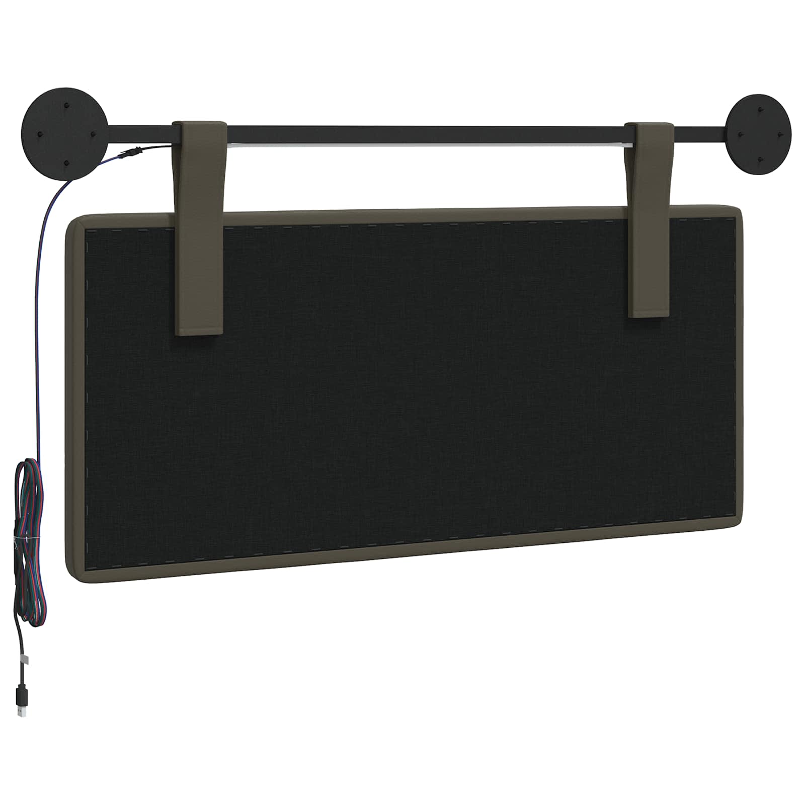 Hangend hoofdbord Met LED-verlichting Grijs Kunstleer
