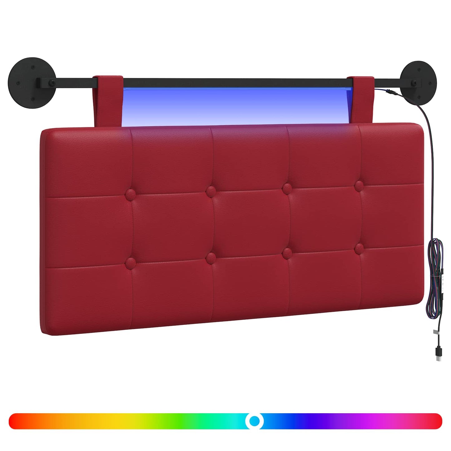 Hangend hoofdbord Met LED-verlichting Wijnrood Kunstleer