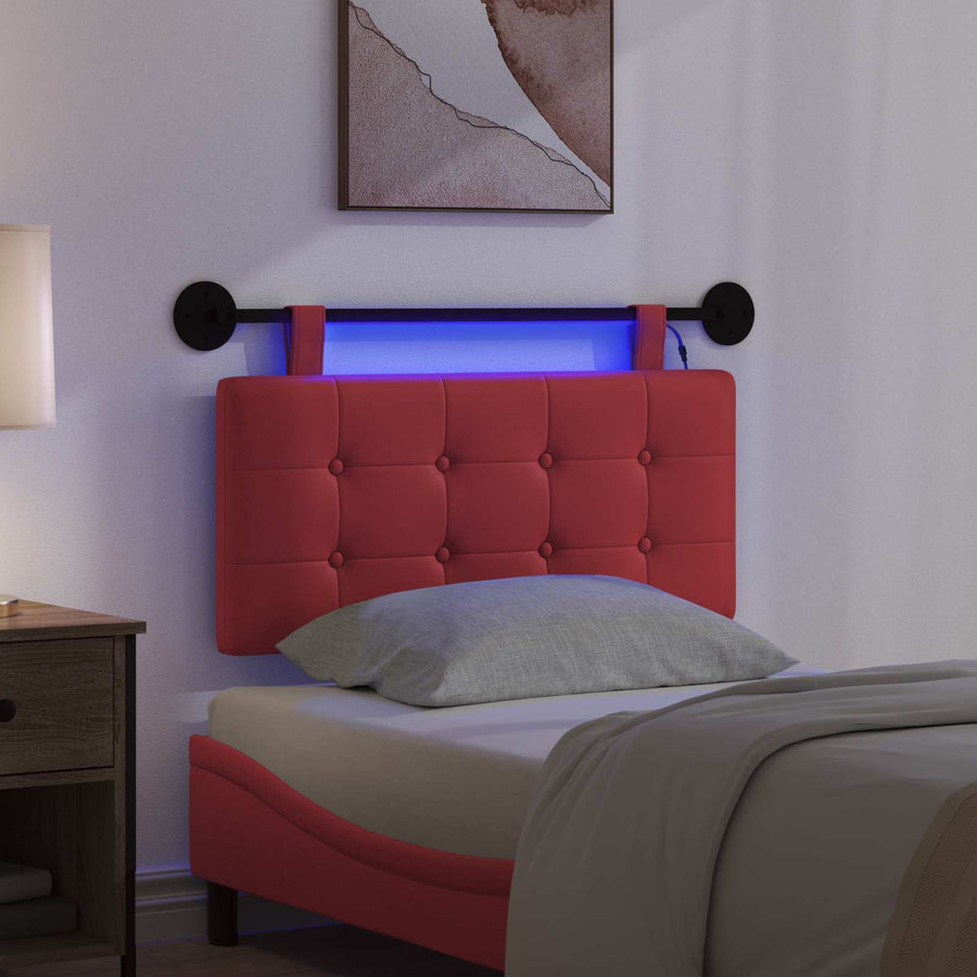 Hangend hoofdbord Met LED-verlichting Rood Kunstleer