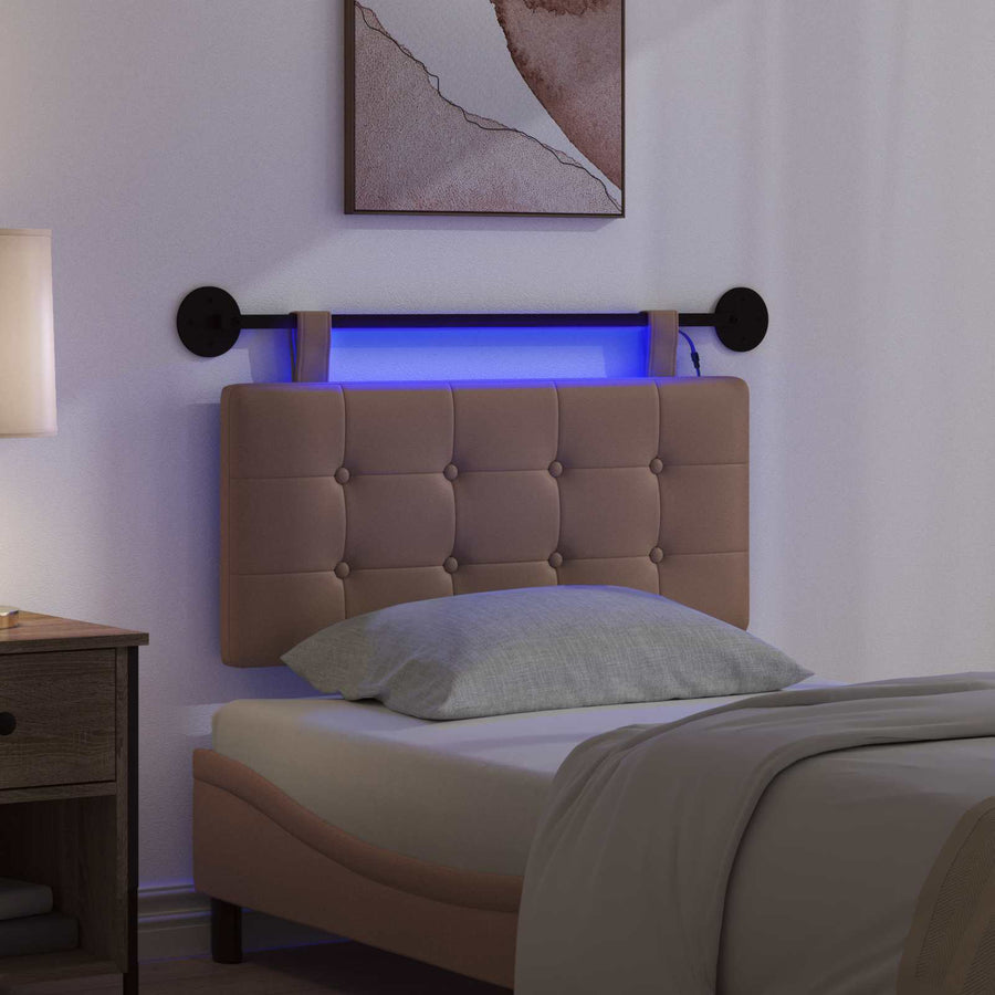 Hangend hoofdbord Met LED-verlichting Cappuccino Kunstleer