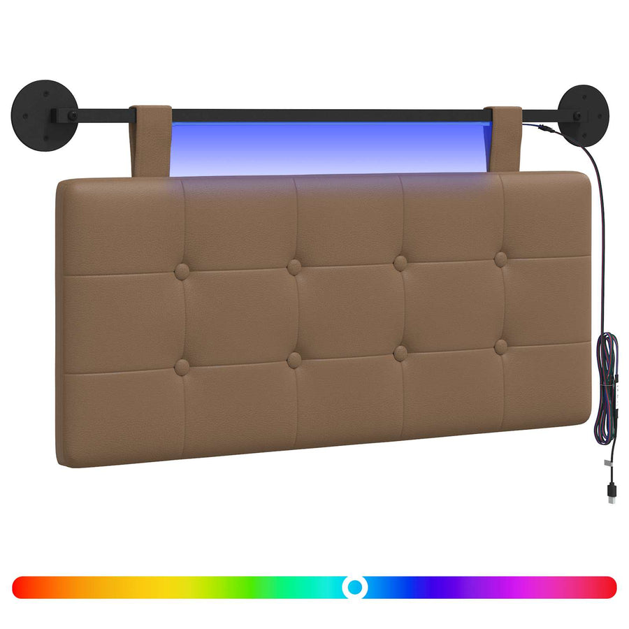 Hangend hoofdbord Met LED-verlichting Cappuccino Kunstleer