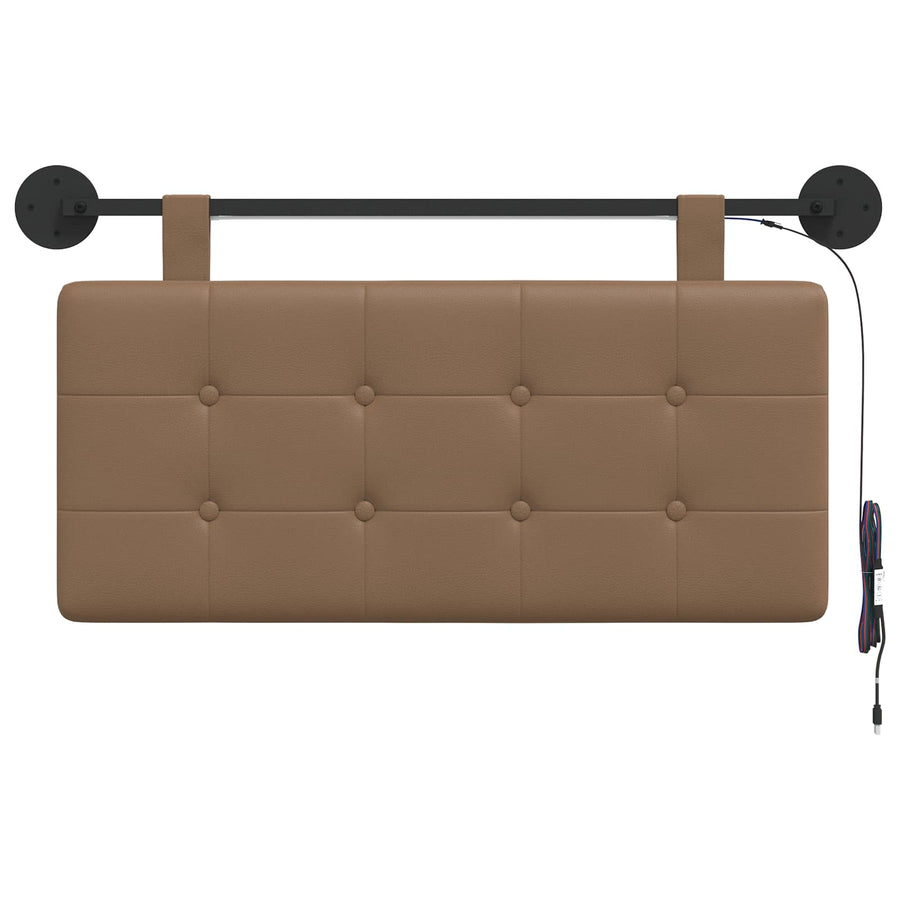 Hangend hoofdbord Met LED-verlichting Cappuccino Kunstleer