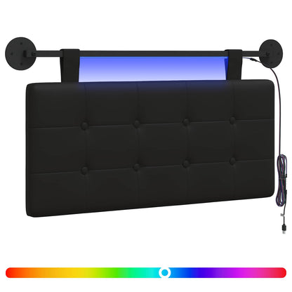 Hangend hoofdbord Met LED-verlichting Zwart Kunstleer