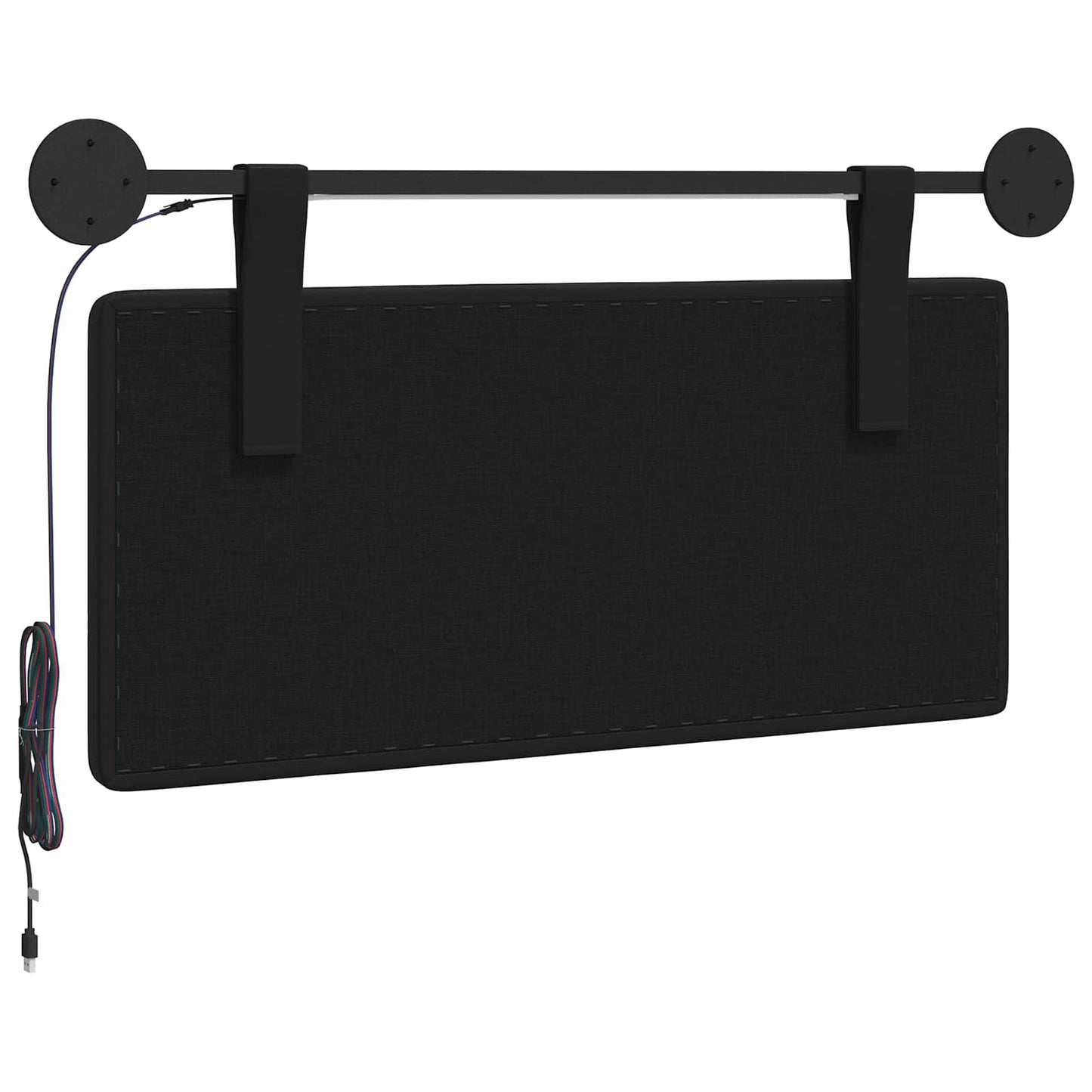 Hangend hoofdbord Met LED-verlichting Zwart Kunstleer