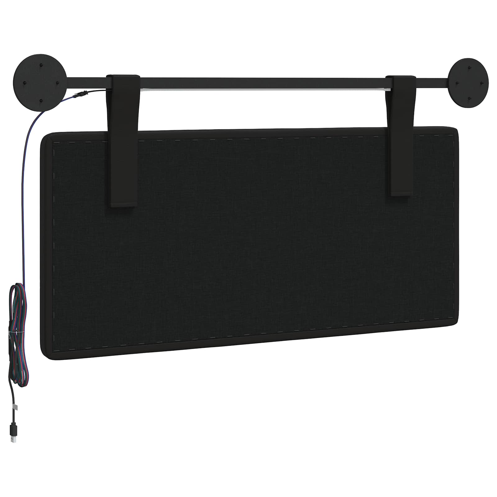 Hangend hoofdbord Met LED-verlichting Zwart Kunstleer
