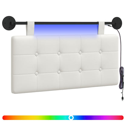 Hangend hoofdbord Met LED-verlichting Wit Kunstleer
