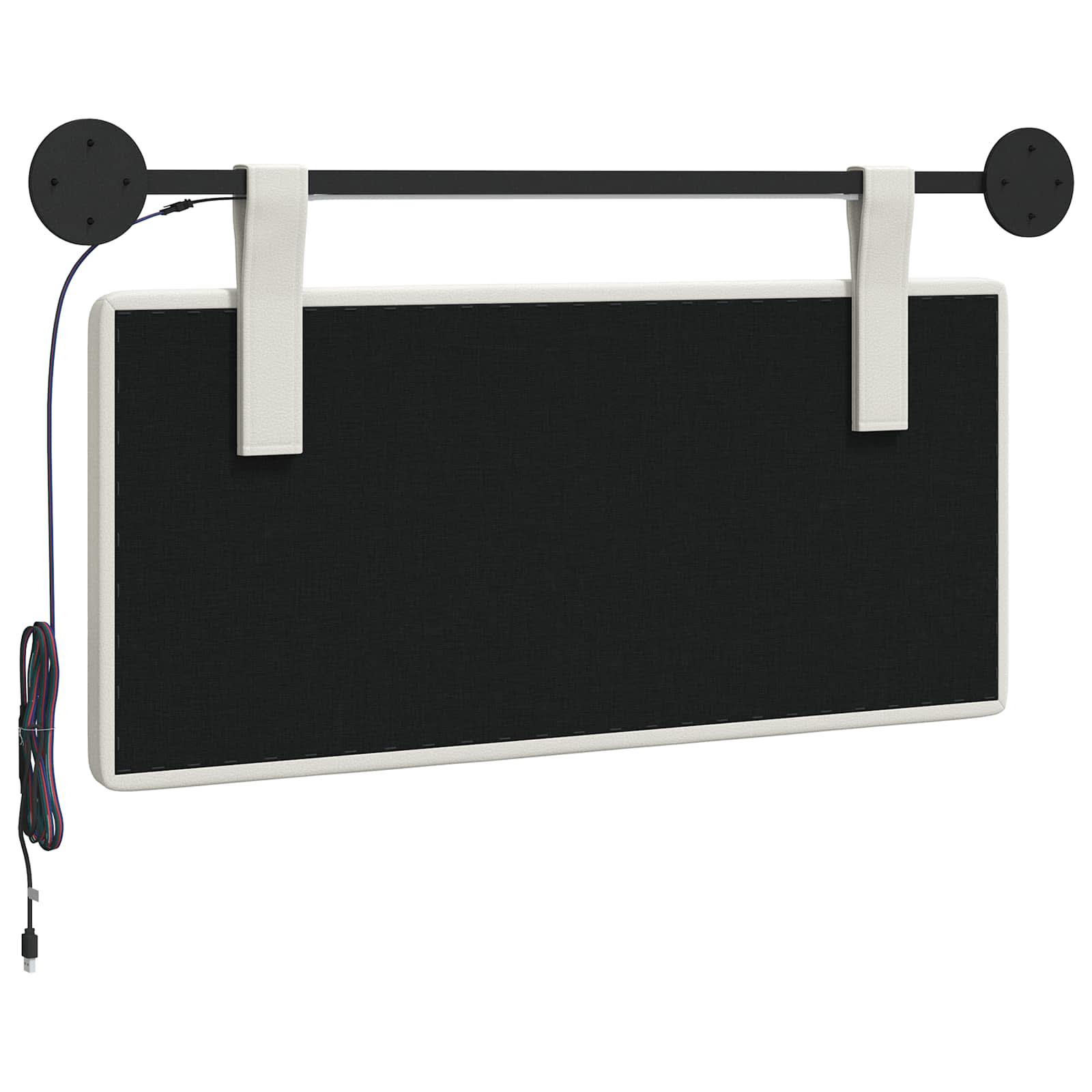 Hangend hoofdbord Met LED-verlichting Wit Kunstleer