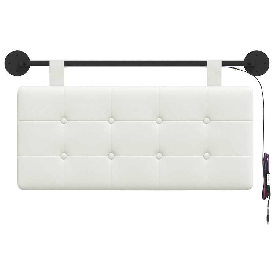 Hangend hoofdbord Met LED-verlichting Wit Kunstleer