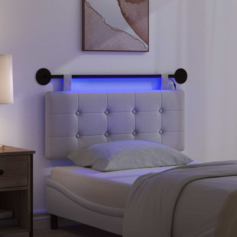 Hangend hoofdbord Met LED-verlichting Wolkengrijs Stof