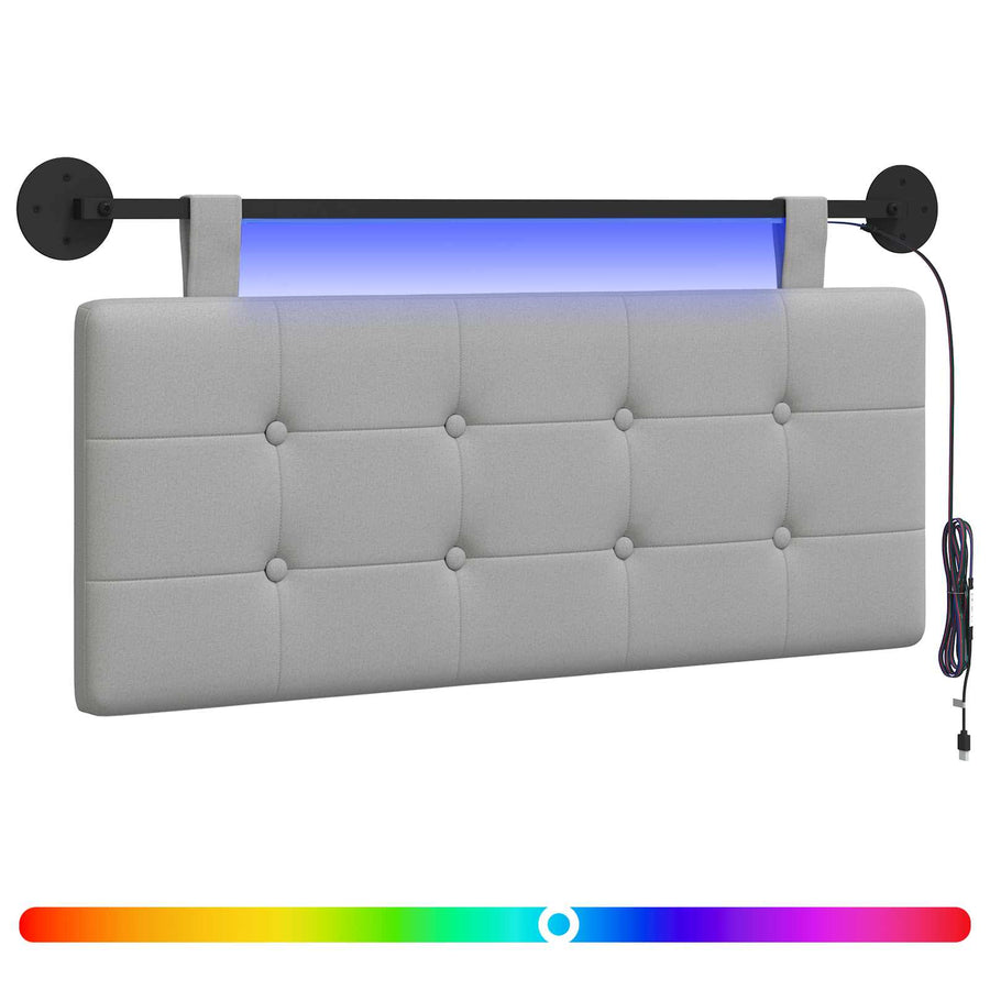 Hangend hoofdbord Met LED-verlichting Wolkengrijs Stof