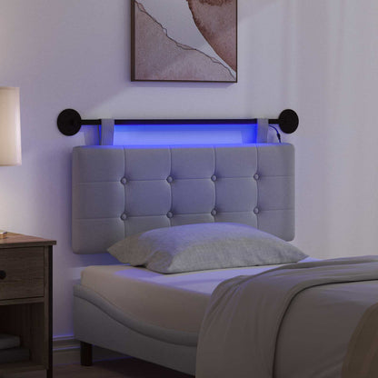 Hangend hoofdbord Met LED-verlichting Lichtgrijs Stof