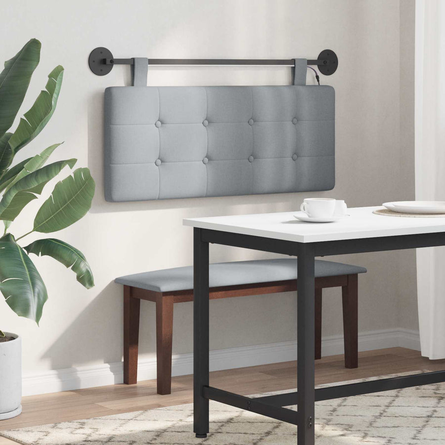 Hangend hoofdbord Met LED-verlichting Lichtgrijs Stof