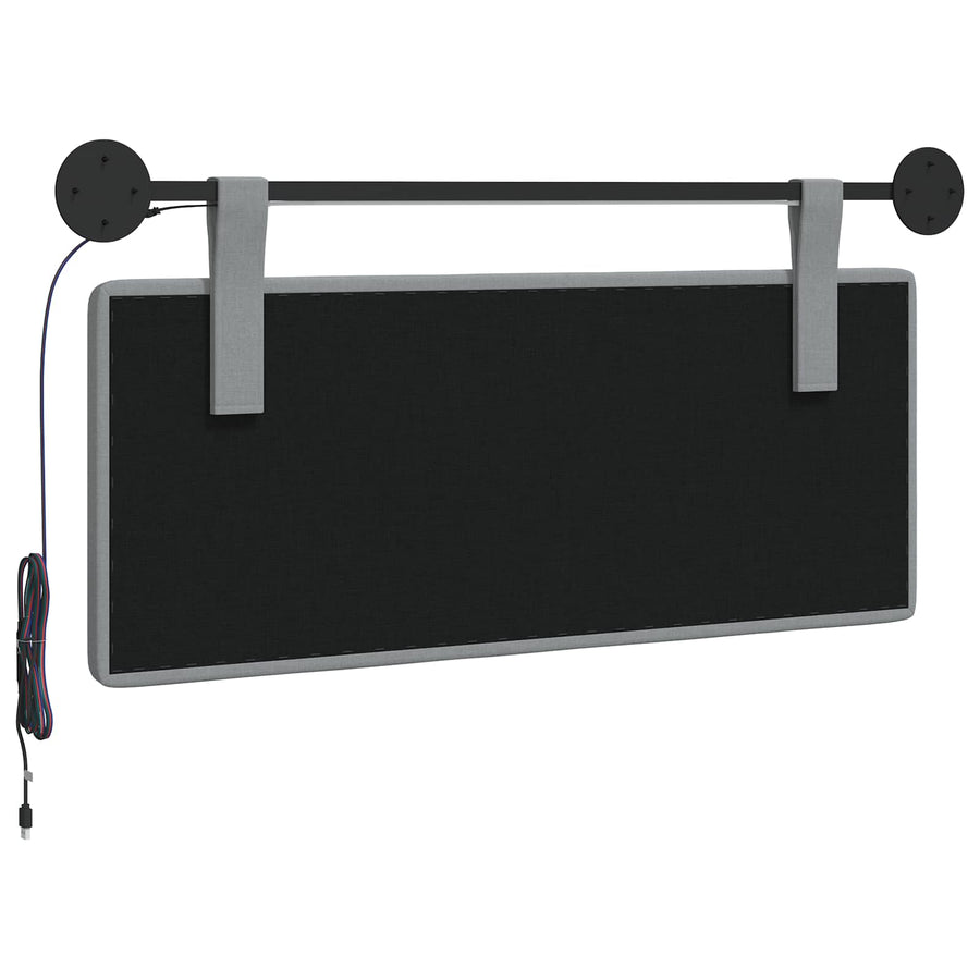 Hangend hoofdbord Met LED-verlichting Lichtgrijs Stof