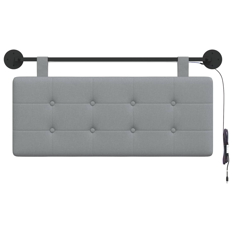 Hangend hoofdbord Met LED-verlichting Lichtgrijs Stof