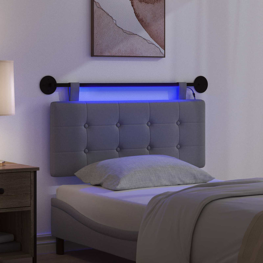 Hangend hoofdbord Met LED-verlichting Donkergrijs Stof
