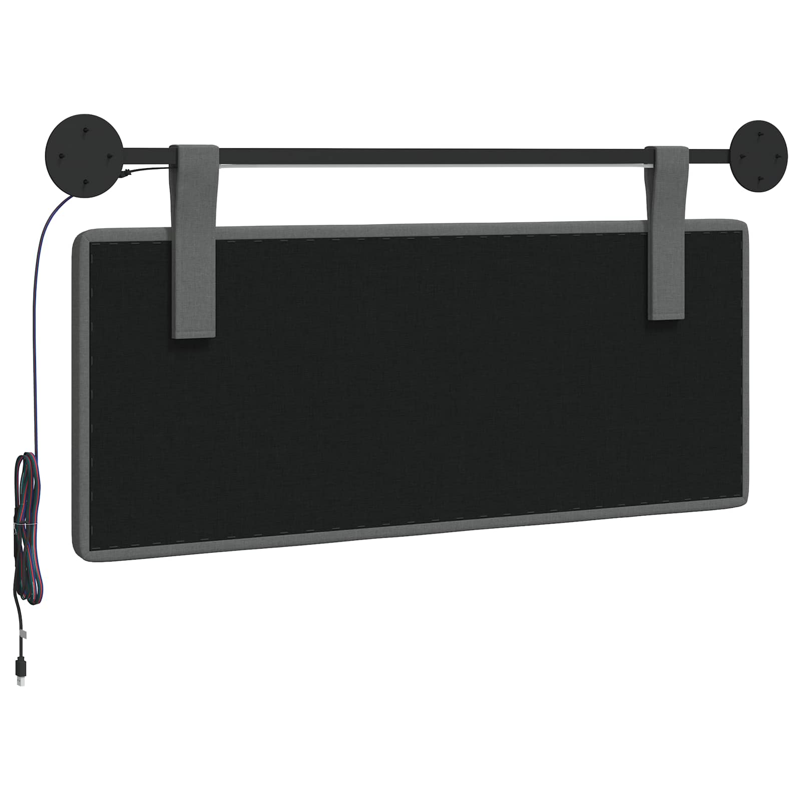Hangend hoofdbord Met LED-verlichting Donkergrijs Stof