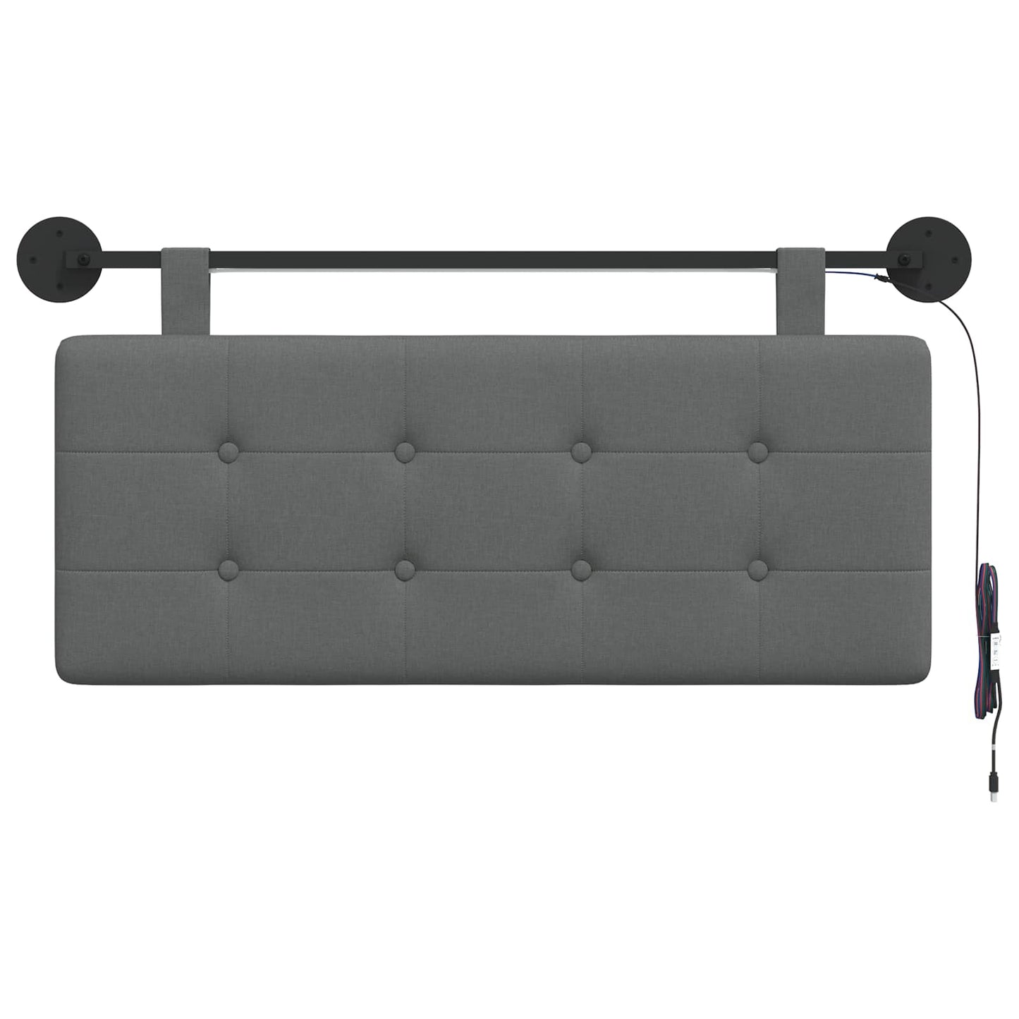 Hangend hoofdbord Met LED-verlichting Donkergrijs Stof