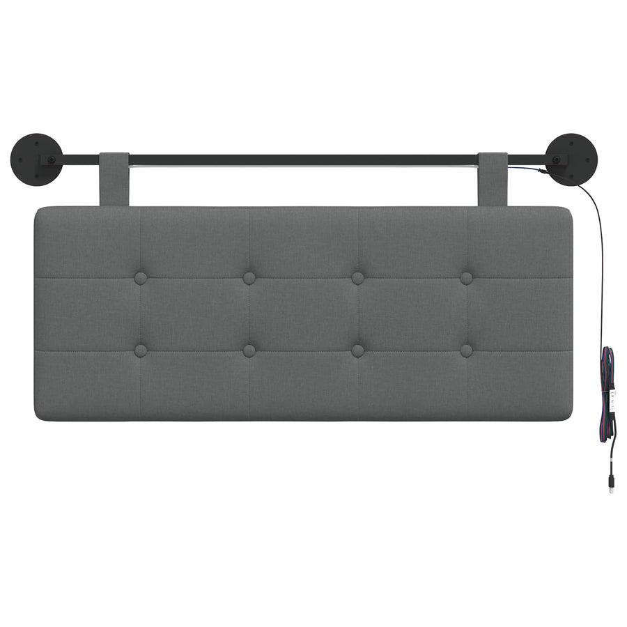 Hangend hoofdbord Met LED-verlichting Donkergrijs Stof