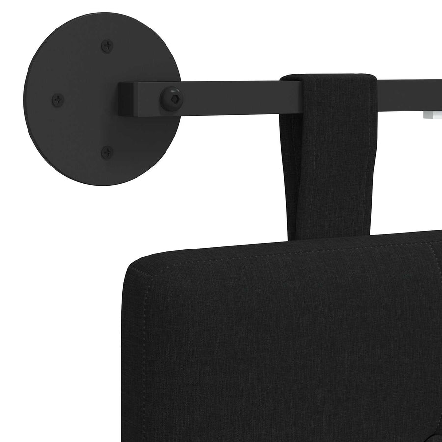 Hangend hoofdbord Met LED-verlichting Zwart Stof