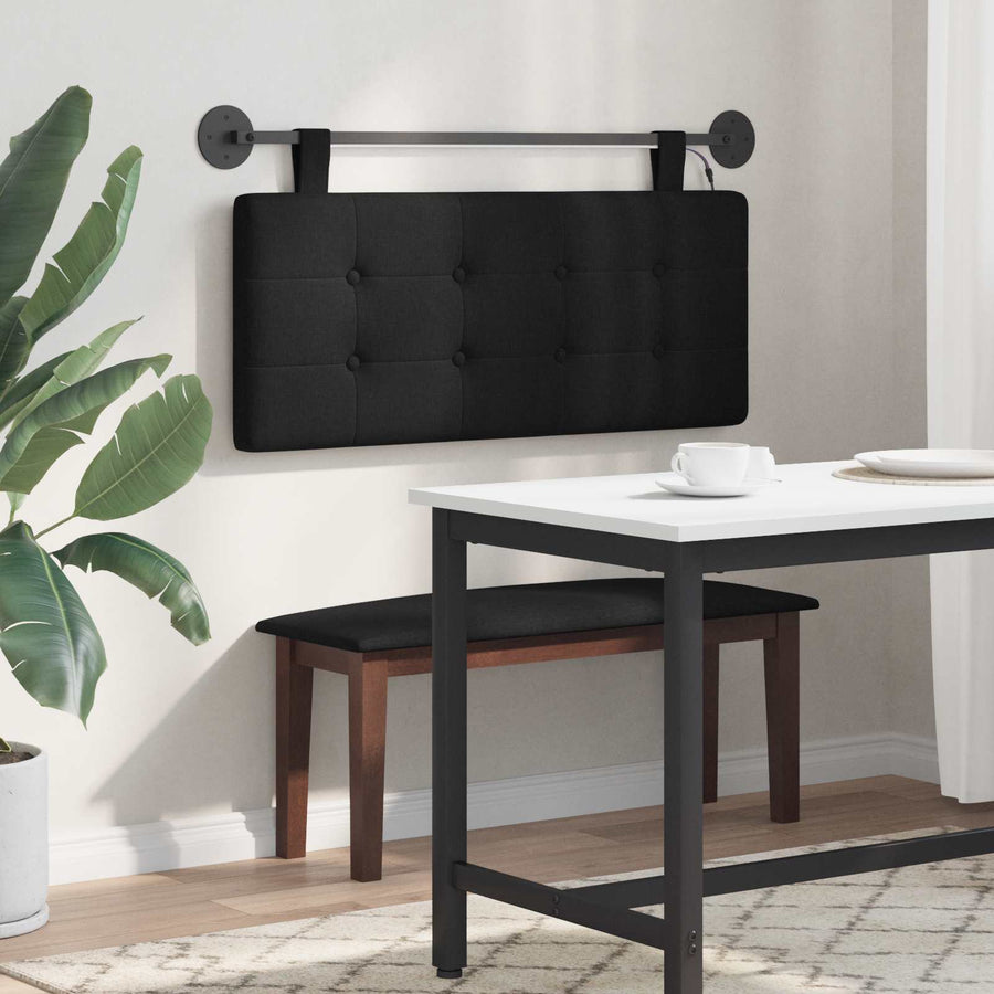 Hangend hoofdbord Met LED-verlichting Zwart Stof