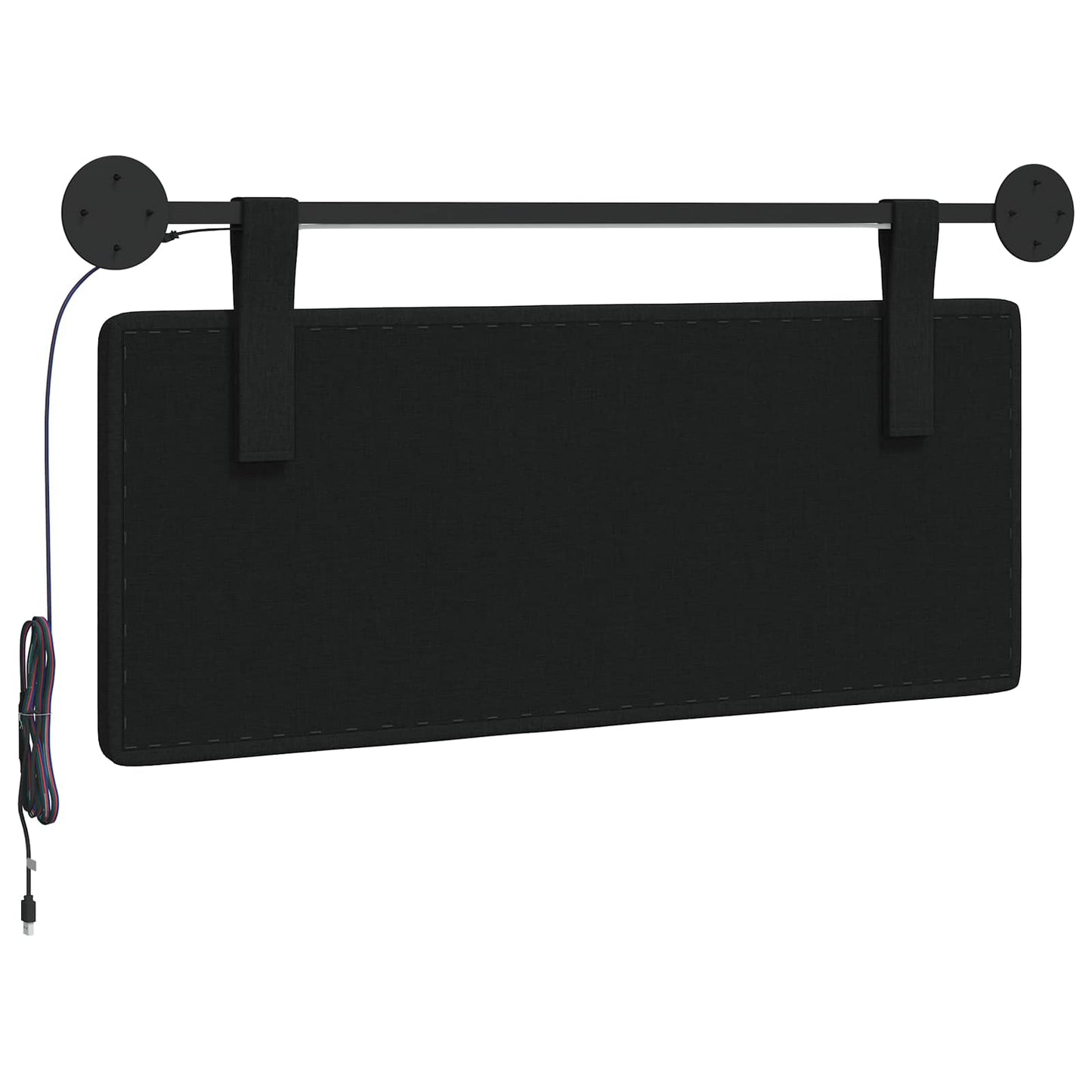 Hangend hoofdbord Met LED-verlichting Zwart Stof