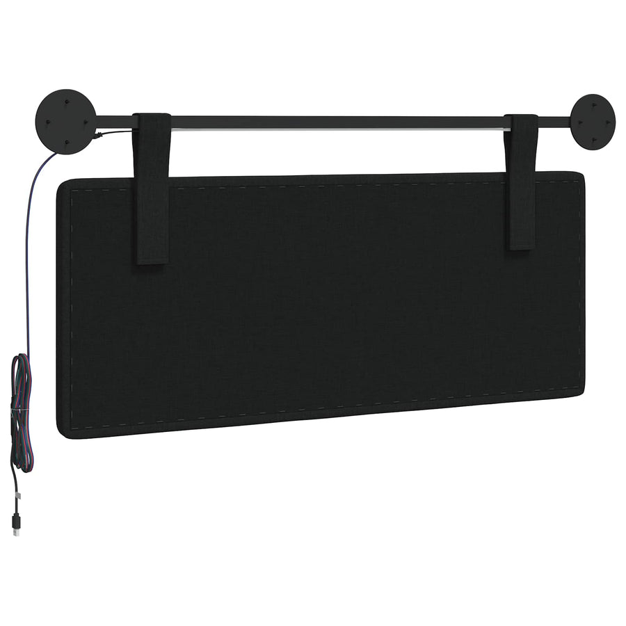 Hangend hoofdbord Met LED-verlichting Zwart Stof