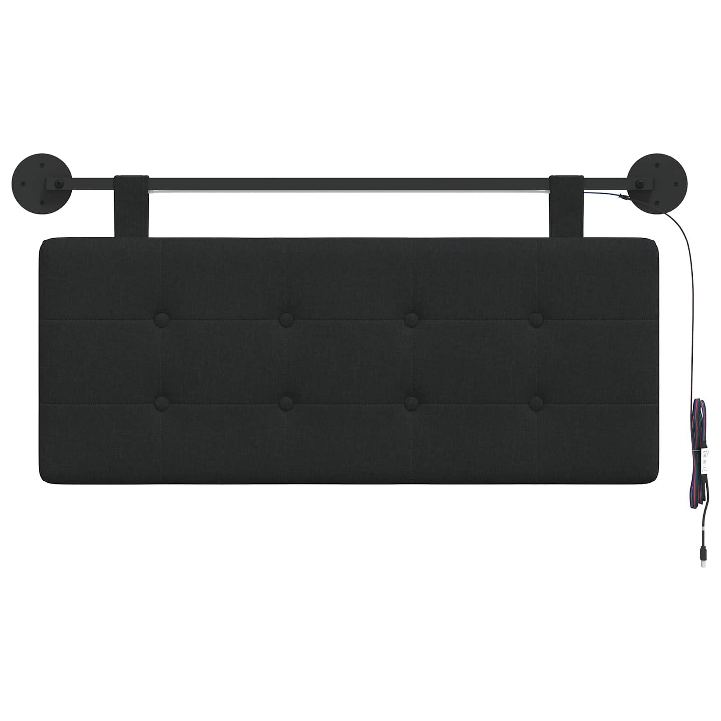 Hangend hoofdbord Met LED-verlichting Zwart Stof