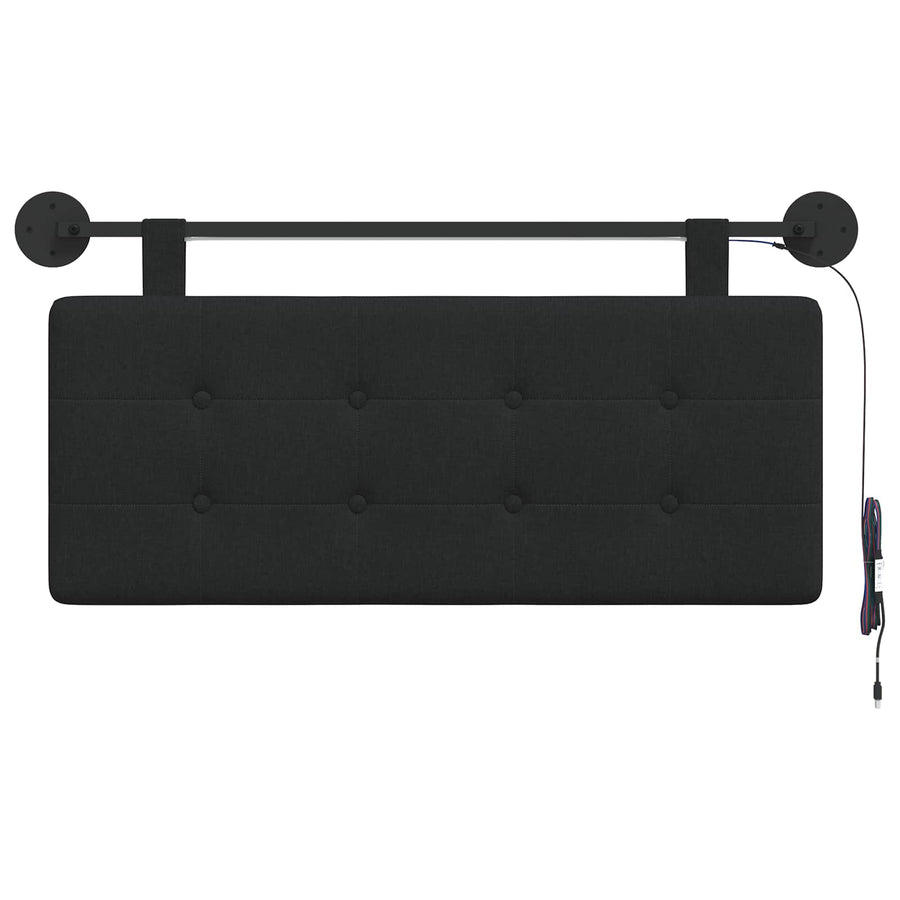 Hangend hoofdbord Met LED-verlichting Zwart Stof