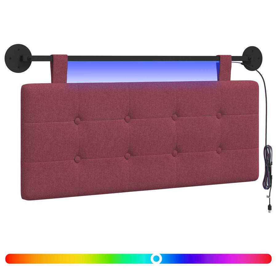 Hangend hoofdbord Met LED-verlichting Wijnrood Stof
