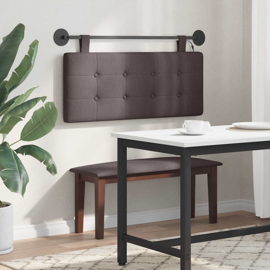 Hangend hoofdbord Met LED-verlichting Donkerbruin Stof