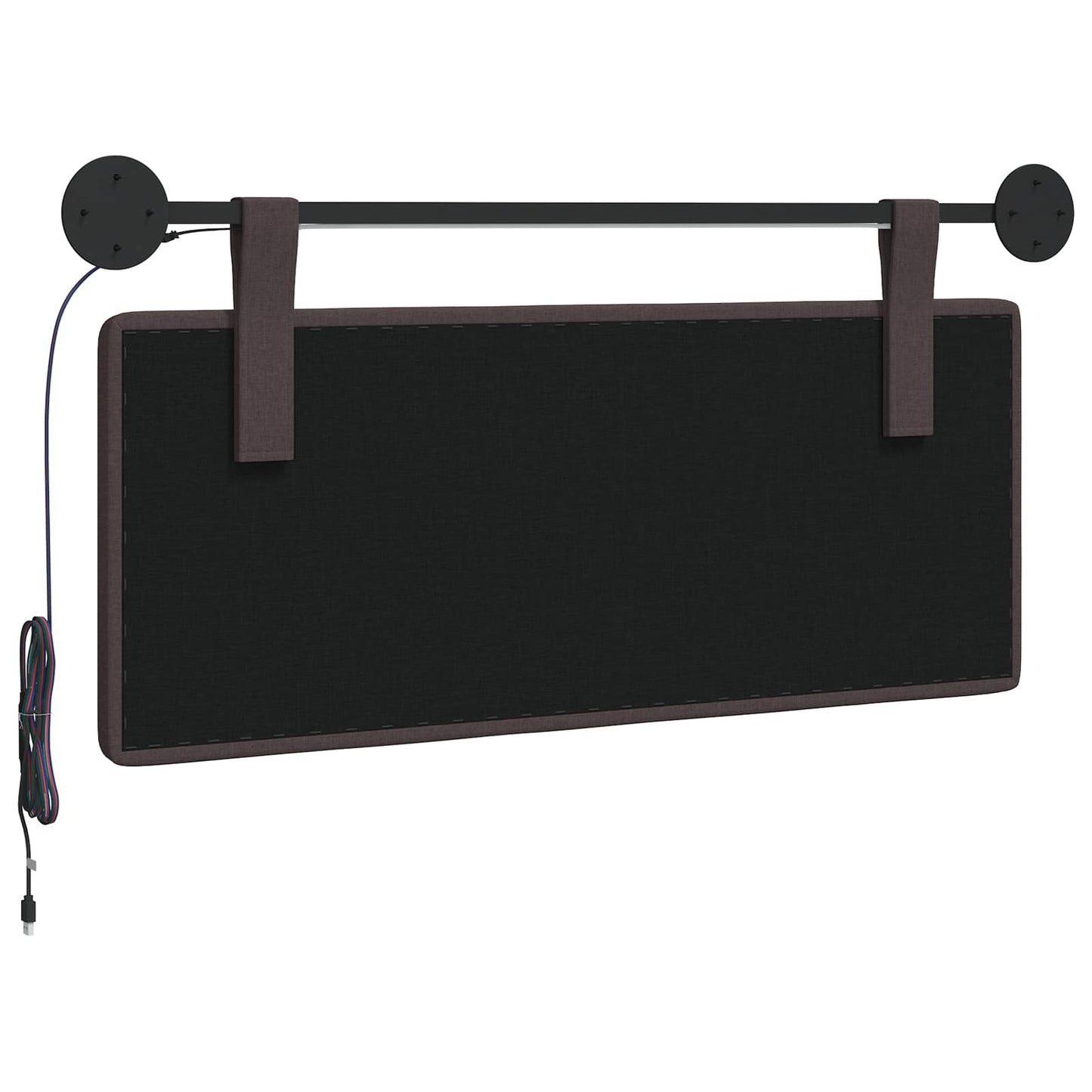 Hangend hoofdbord Met LED-verlichting Donkerbruin Stof