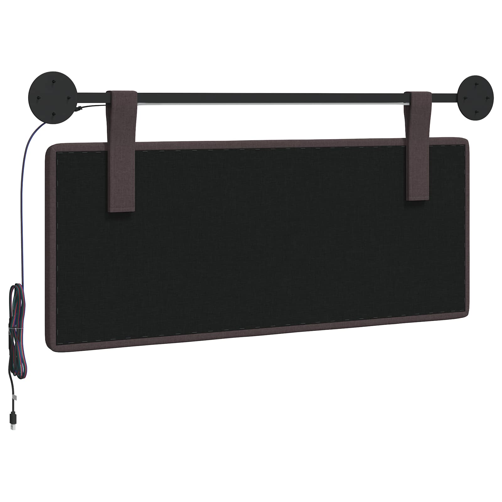 Hangend hoofdbord Met LED-verlichting Donkerbruin Stof