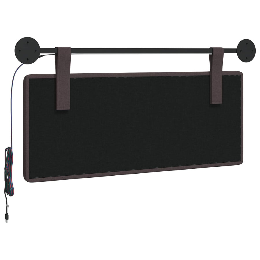 Hangend hoofdbord Met LED-verlichting Donkerbruin Stof