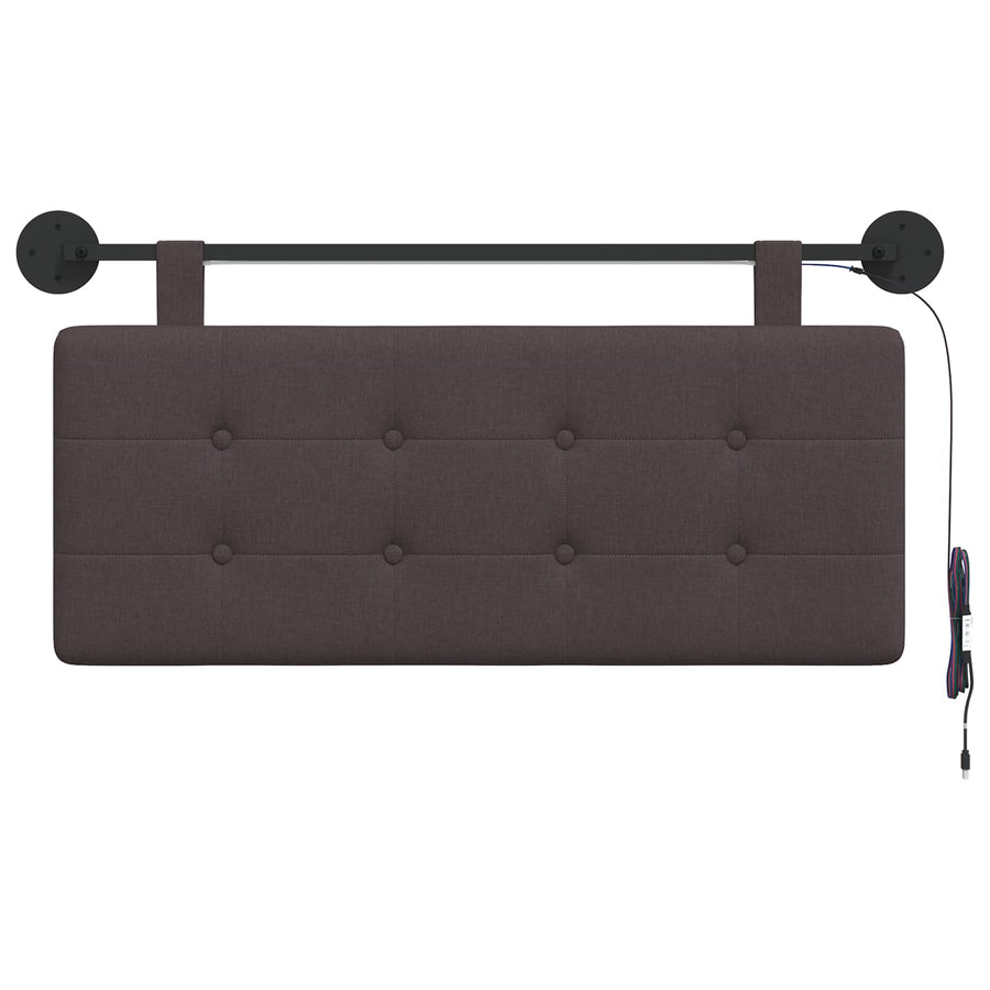 Hangend hoofdbord Met LED-verlichting Donkerbruin Stof