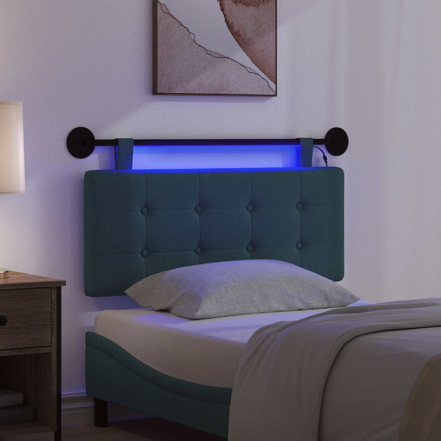 Hangend hoofdbord Met LED-verlichting Donkergroen Stof
