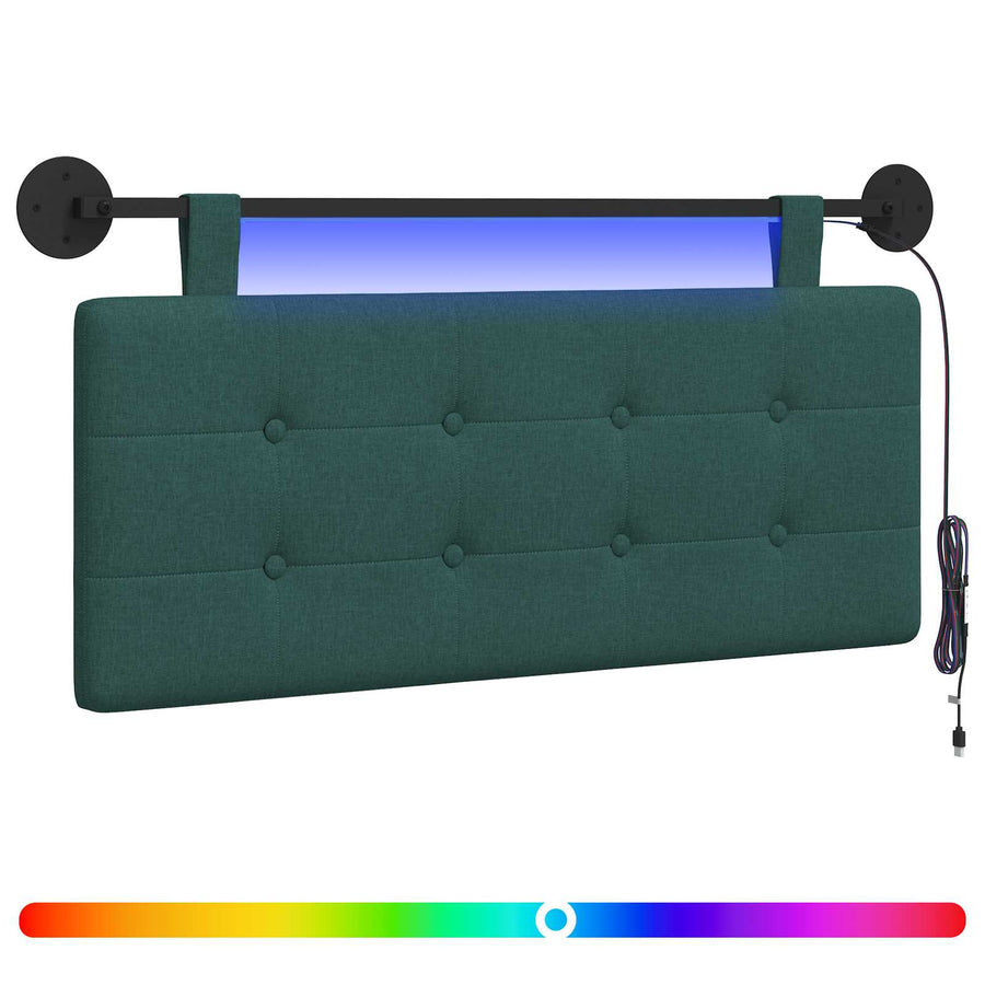 Hangend hoofdbord Met LED-verlichting Donkergroen Stof