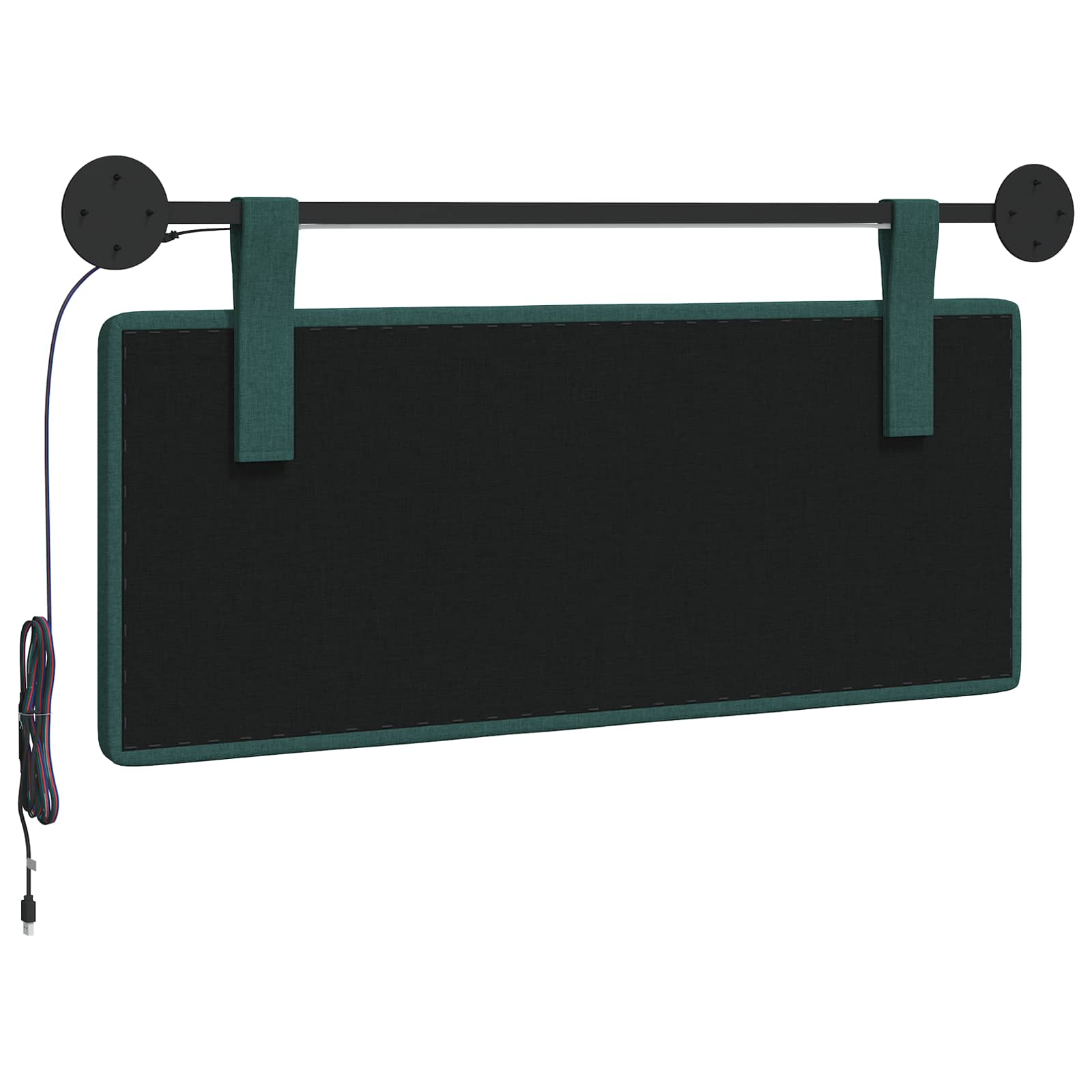 Hangend hoofdbord Met LED-verlichting Donkergroen Stof